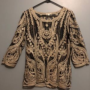 Black and Gold Mesh embroidered top.